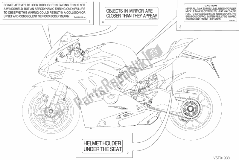 Todas las partes para Placas De Posicionamiento de Ducati Superbike Panigale V4 R USA 998 2019